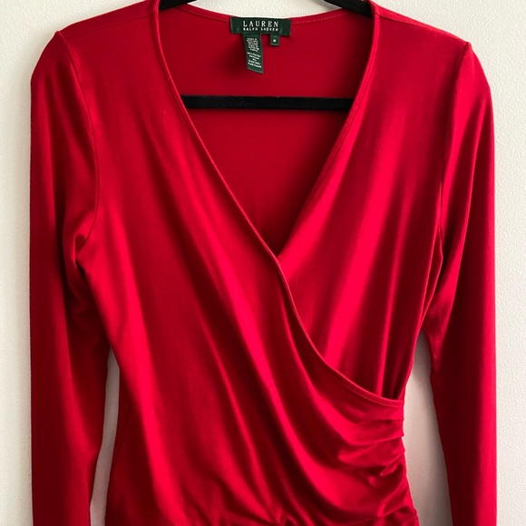 Lauren Ralph Lauren Tops - CLOSET CLEAN OUT-- Red Faux Wrap  Top Sz M